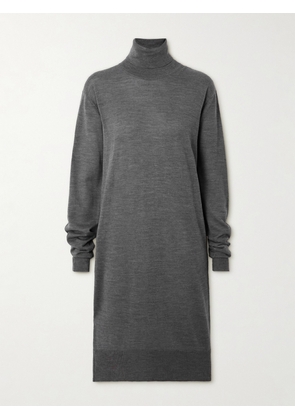 TOTEME - Wool And Silk-blend Turtleneck Dress - Gray - x small,small,medium,large,x large