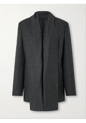 TOTEME - Scarf-detailed Flannel Blazer - Gray - DK32,DK34,DK36,DK38,DK40,DK42