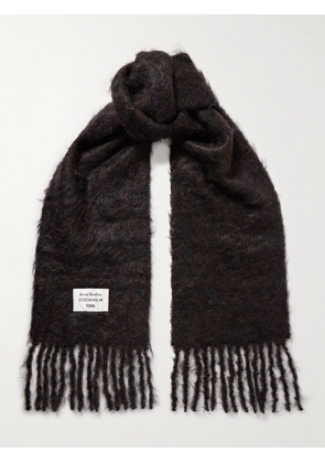 Acne Studios - Appliquéd Fringed Brushed Mohair-blend Scarf - Black - One size