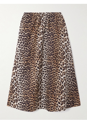 GANNI - Leopard-print Organic Cotton-poplin Midi Skirt - Animal print - EU 32,EU 34,EU 36,EU 38,EU 40,EU 42