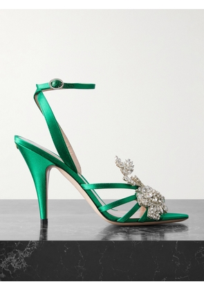 Valentino Garavani - Ladycrush 100 Crystal-embellished Satin Sandals - Green - IT37,IT38,IT39,IT40,IT41