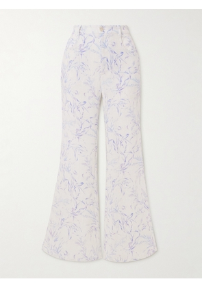 ALIX OF BOHEMIA - Bunny Avian Printed Linen-canvas Flared Pants - White - US0,US2,US4,US6,US8,US10,US12