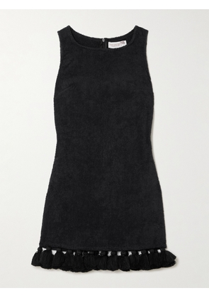Cap d’Antibes - Tasseled Cotton-terry Mini Dress - Black - x small,small,medium,large,x large
