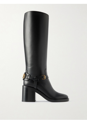 Valentino Garavani - Vlogo Signature 80 Embellished Leather Knee Boots - Black - IT36,IT37,IT37.5,IT38,IT38.5,IT39,IT39.5,IT40,IT40.5,IT41,IT42