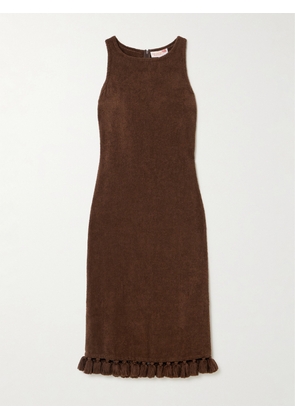 Cap d’Antibes - Aurelia Tasseled Cotton-terry Midi Dress - Brown - x small,small,medium,large,x large