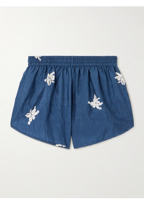 ALIX OF BOHEMIA - Lucy Pacific Floral-print Silk Shorts - Blue - x small,small,medium,large,x large