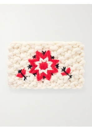 Moncler Grenoble - Embroidered Wool-blend Headband - Cream - One size