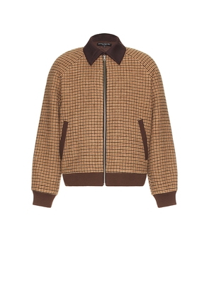 Central Park West Plaid Bomber Jacket in Chocolate. Size L. Also in S.