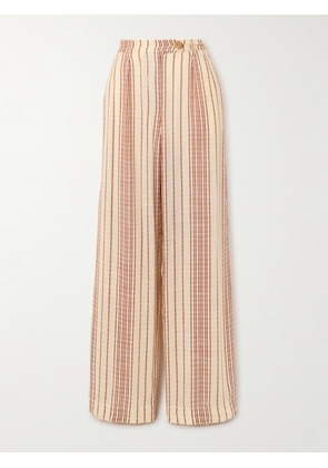 ALIX OF BOHEMIA - Diana Penny Striped Linen-jacquard Straight-leg Pants - Neutrals - US0,US2,US4,US6,US8,US10,US12