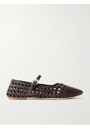 STAUD - Nell Woven Leather Mary Jane Ballet Flats - Brown - IT35,IT36,IT36.5,IT37,IT37.5,IT38,IT38.5,IT39,IT39.5,IT40,IT40.5,IT41,IT41.5,IT42