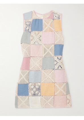 ALIX OF BOHEMIA - Vita Sorbet Patchwork Crocheted Cotton And Linen Mini Dress - Multi - x small,small,medium,large
