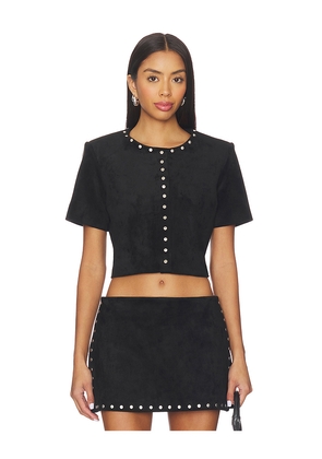 Amanda Uprichard Braswell Suede Top in Black. Size L. Also in M, XL, XS.
