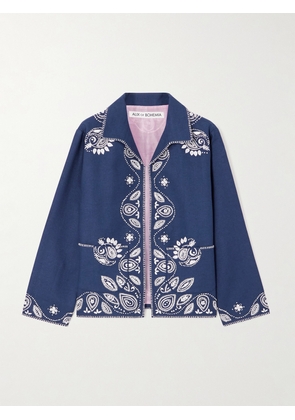 ALIX OF BOHEMIA - Francis Harbor Embroidered Silk Jacket - Blue - x small,small,medium,large,x large