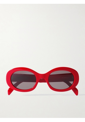 CELINE Eyewear - Triomphe Oval-frame Acetate Sunglasses - Red - One size