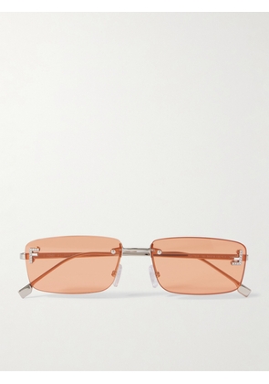 Fendi Eyewear - Fendi First Rectangular-frame Crystal-embellished Silver-tone Sunglasses - One size