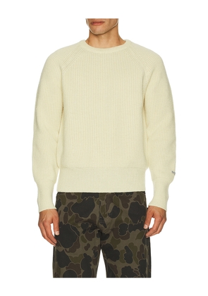 After Pray Rover Patched Knit Crew Neck Sweater in White. Size L. Also in M, S.