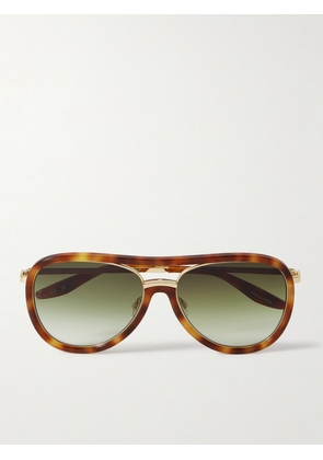 Barton Perreira - Fossett Aviator-style Tortoiseshell Acetate And Gold-tone Titanium Sunglasses - Brown - One size