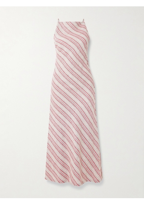 Faithfull - Lison Open-back Striped Linen And Cotton-blend Midi Dress - Pink - x small,small,medium,large,x large,xx large