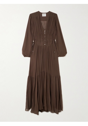 MARANT ÉTOILE - Briane Gathered Georgette Maxi Dress - Green - FR 34,FR 36,FR 38,FR 40,FR 42,FR 44