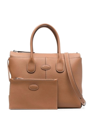 Tod's tonal-logo leather tote bag - Brown