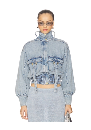 ASTA RESORT Diana Denim Parker Jacket in Blue. Size L. Also in XS, S.