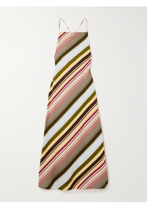 Faithfull - Antibes Open-back Striped Linen Halterneck Midi Dress - Green - x small,small,medium,large,x large,xx large