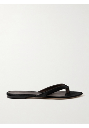 The Row - Sacha Velvet Flip Flops - Black - IT35,IT36,IT37,IT37.5,IT38,IT38.5,IT39,IT39.5,IT40,IT41,IT42