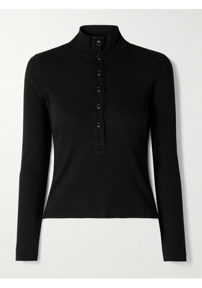 Citizens of Humanity - Sheena Ribbed Stretch-cotton And Lyocell-blend Henley Top - Black - x small,small,medium,large,x large