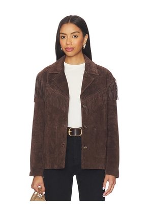 BLANKNYC Suede Fringe Jacket in Brown. Size L. Also in XS.