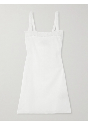 Faithfull - Lace-trimmed Cotton-poplin Mini Dress - Ivory - x small,small,medium,large,x large,xx large
