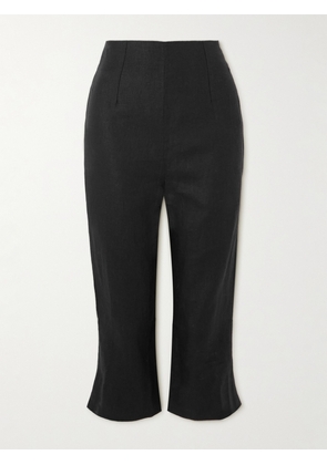 Faithfull - Capri Cropped Linen Slim-leg Pants - Black - x small,small,medium,large,x large,xx large