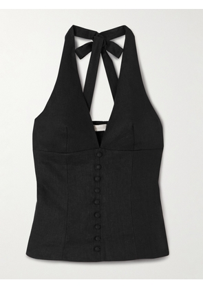 Faithfull - Marie Linen Halterneck Top - Black - x small,small,medium,large,x large,xx large