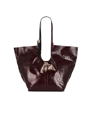 ALLSAINTS Ara Shine Tote in Burgundy.