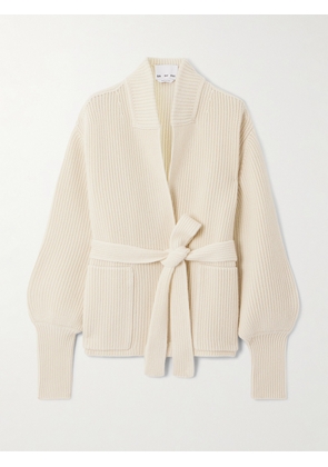 SASUPHI - Belted Ribbed Cashmere Cardigan - Ivory - IT36,IT38,IT40,IT42,IT44,IT46