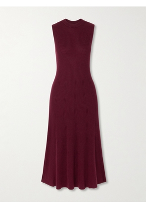 SASUPHI - Ribbed-knit Cashmere And Silk-blend Midi Dress - Burgundy - IT36,IT40,IT42,IT44,IT46