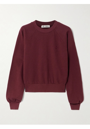 ÉTERNE - Sonny Embroidered Cotton-jersey Sweatshirt - Burgundy - x small,small,medium,large,x large