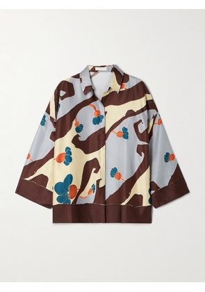 Faithfull - Karys Printed Satin Shirt - Brown - x small,small,medium,large,x large,xx large