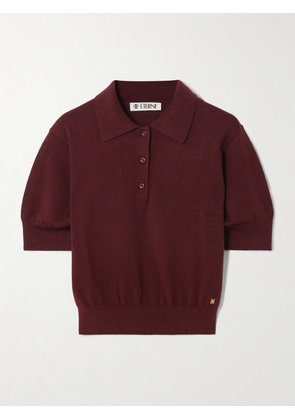 ÉTERNE - Journey Embellished Cashmere Polo Shirt - Burgundy - XS/S,M/L,L/XL