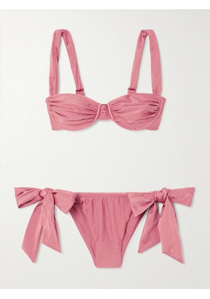 Faithfull - Sol Tie-detailed Gathered Metallic Bikini - Pink - x small,small,medium,large,x large,xx large