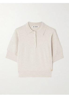 ÉTERNE - Journey Embellished Cashmere Polo Shirt - Ecru - XS/S,M/L,L/XL