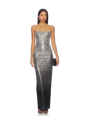 Bronx and Banco Dahlia Maxi Dress in Metallic Silver. Size L. Also in S.
