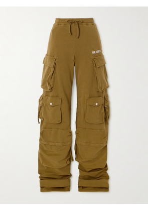 The Attico - Embellished Stretch-cotton Jersey Wide-leg Cargo Pants - Green - IT36,IT38,IT40,IT42,IT44,IT46