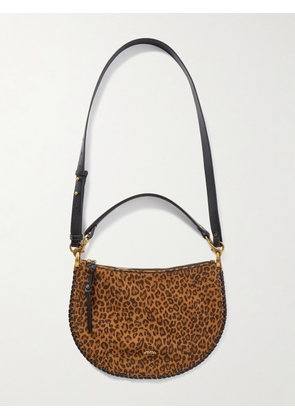 MARANT ÉTOILE - Oskan Soft Leather-trimmed Leopard-print Suede Shoulder Bag - Animal print - One size