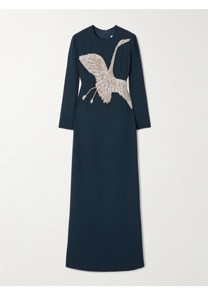 Costarellos - Nadine Crystal-embellished Crepe Gown - Blue - FR 34,FR 36,FR 38,FR 40,FR 42,FR 44,FR 46