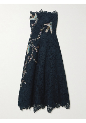 Costarellos - Toma Strapless Embellished Guipure Lace Midi Dress - Blue - FR 34,FR 36,FR 38,FR 40,FR 42,FR 44,FR 46