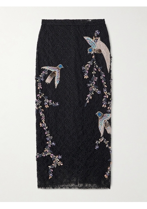 Costarellos - Vivi Embellished Corded Lace Midi Skirt - Black - FR 34,FR 36,FR 38,FR 40,FR 42,FR 44