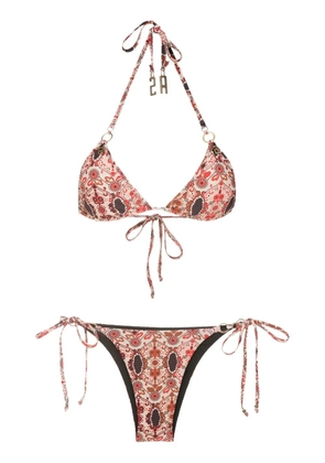 Amir Slama floral-print halterneck bikini - Multicolour