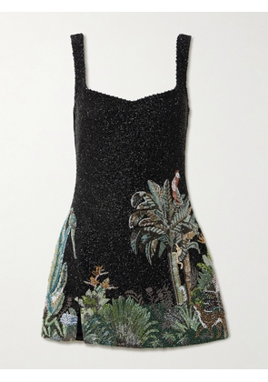 Clio Peppiatt - Rio Crystal-embellished Beaded Tulle Mini Dress - Black - XS,S,M,L,XL