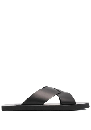 Ancient Greek Sandals Bios cross-strap leather slides - Black