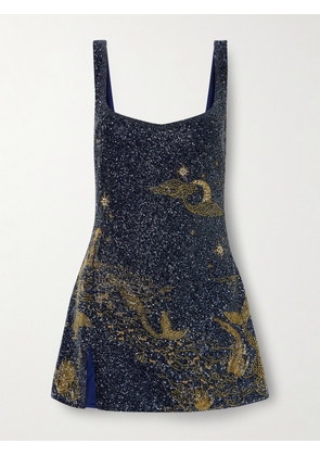 Clio Peppiatt - Island Beaded Tulle Mini Dress - Blue - XS,S,M,L,XL